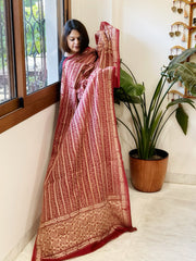 Maroon Handmade Kantha Dupatta in Silk - Masakalee