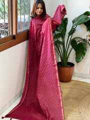 Maroon Handwoven Muga Silk dupattas with Hand Embroidery - Masakalee