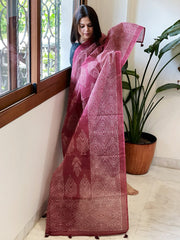 Maroon Kota Cotton Handblock Printed Dupatta - Masakalee