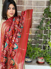 Maroon Printed Patola Dupatta in Fine Art Silk - Masakalee