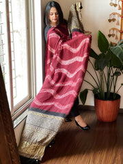 Maroon Shibori with Ajrakh Dupatta in Modal Silk - Masakalee