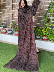 Maroon Velvet Dupatta with Thread Embroidery - Masakalee