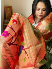 Mehendi Green Handwoven Paithani Dupatta in Pure Silk - Masakalee