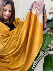 Mustard Yellow Pashmina Shawl with Shehnai Baraat Kaani Pallu - Masakalee