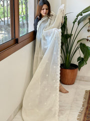 Off - White Cotton Dupatta with Embroidery - Masakalee