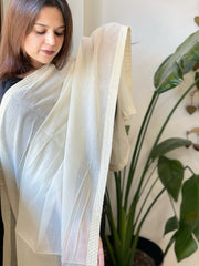 Off - White Cotton Dupatta with Embroidery - Masakalee
