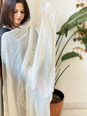 Off-White Cotton Dupatta with Embroidery - Masakalee