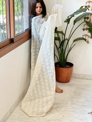 Off-White Cotton Dupatta with Embroidery - Masakalee