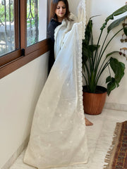 Off - White Cotton Dupatta with Embroidery - Masakalee