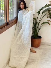Off-White Cotton Dupatta with Embroidery - Masakalee