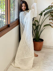 Off-White Cotton Dupatta with Embroidery - Masakalee
