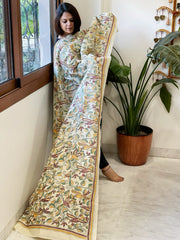 Off-White Handmade Kantha Dupatta in Silk - Masakalee