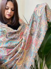 Off - White Woven Kaani Jaal Pashmina Shawl - Masakalee