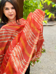 Orange Kota Silk Leheriya Dupatta - Masakalee