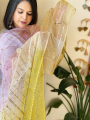 Organza Dupatta with Gold Pearl & Sequin Work - Masakalee