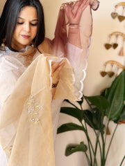 Organza dupatta with Tissue Applique and Sequin Handwork - Masakalee