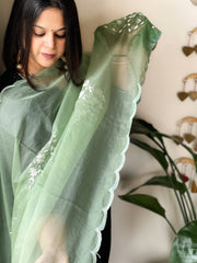 Organza dupatta with Tissue Applique and Sequin Handwork - Masakalee