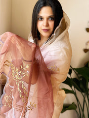 Organza dupatta with Tissue Applique and Sequin Handwork - Masakalee