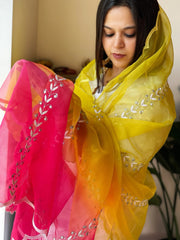 Organza dupatta with Tissue Applique and Sequin Handwork - Masakalee