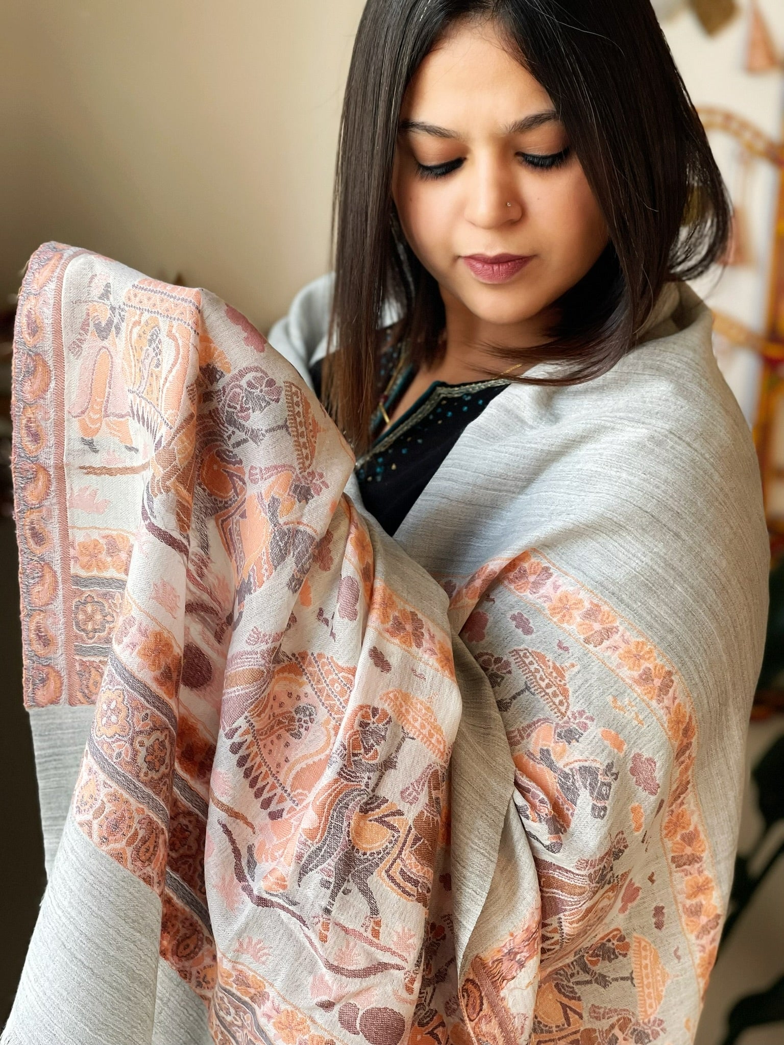 Pashmina Stole with Kaani Pallu - Masakalee