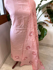 Peach Mul Chanderi Suit Set with Cut Work - Masakalee