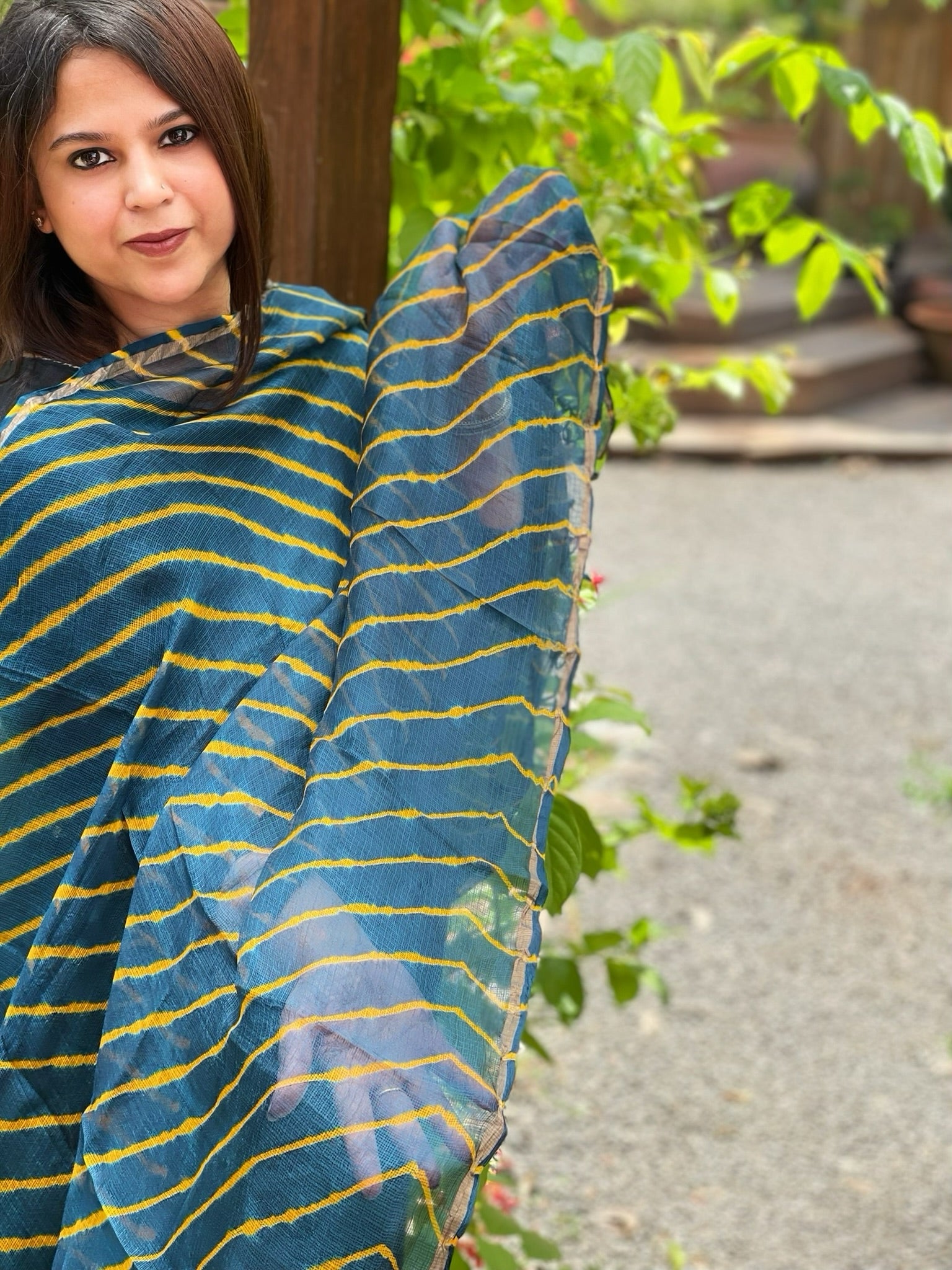 Peacock Green Kota Silk Leheriya Dupatta - Masakalee