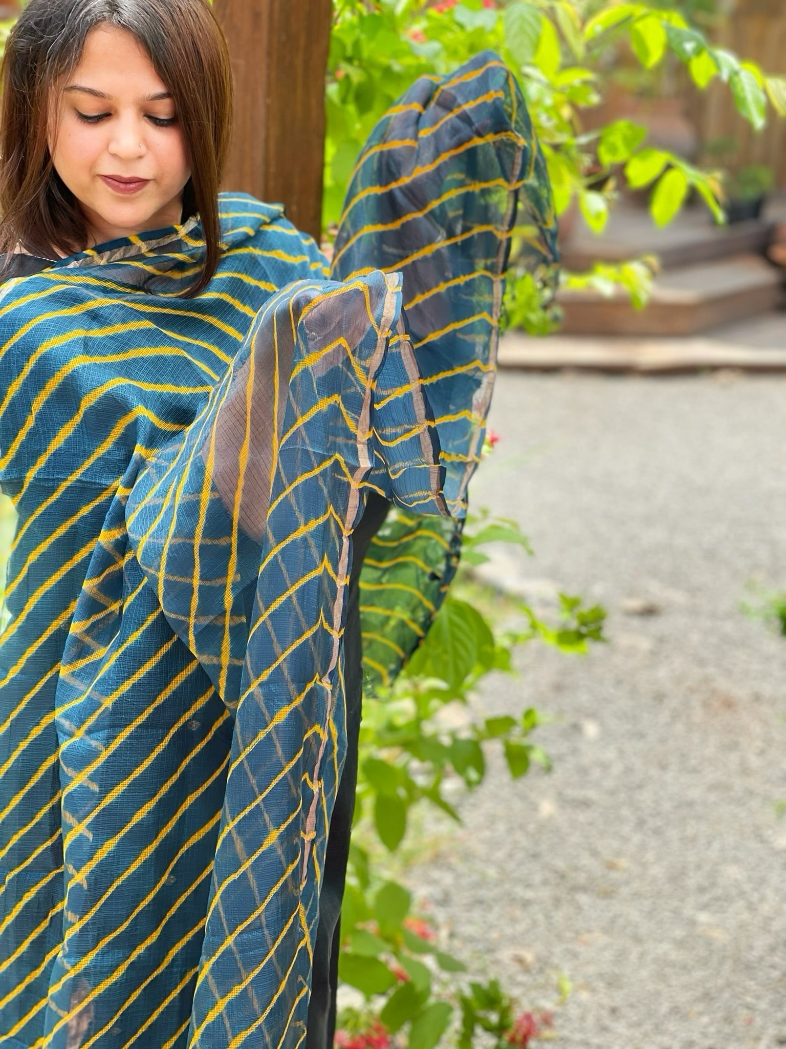 Peacock Green Kota Silk Leheriya Dupatta - Masakalee