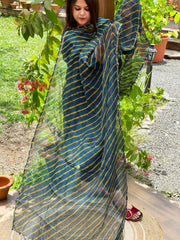Peacock Green Kota Silk Leheriya Dupatta - Masakalee