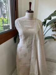 Pearl Beige Gota Applique Suit Set in Pure Mul Chanderi - Masakalee