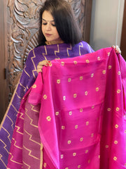 Pink Designer Banarasi Suit Set in Pure Organza - Masakalee