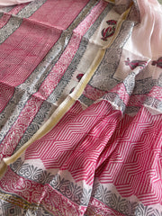 Pink Handblock Printed Suit Set in Mul Cotton - Masakalee
