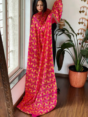 Pink Handmade Desginer Phulkari Dupatta in Pure Chinon - Masakalee