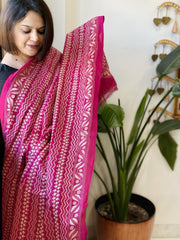 Pink Handmade Kantha Dupatta in Silk - Masakalee