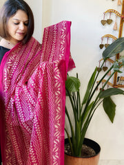 Pink Handmade Kantha Dupatta in Silk - Masakalee