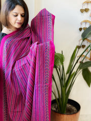 Pink Handmade Kantha Dupatta in Silk - Masakalee