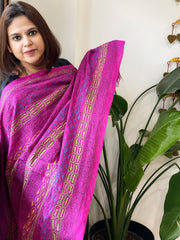 Pink Handmade Kantha Dupatta in Silk - Masakalee