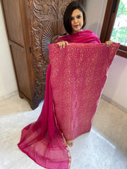 Pink Handwoven Brocade Suit Set in Pure Crepe - Masakalee