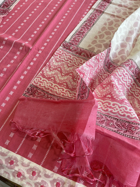 Pink Handwoven Suit Sets in Pure Cotton - Masakalee