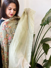 Pista Green Tissue Organza Dupatta with Handpainted Applique Work - Masakalee