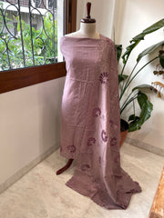 Plum Mul Chanderi Suit Set with Cut Work - Masakalee