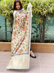 Printed Kalamkari Dupatta with Sequin Work and Zari Pallu in Dola Silk - Masakalee