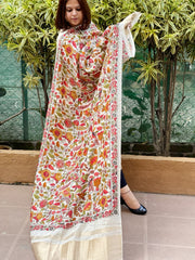 Printed Kalamkari Dupatta with Sequin Work and Zari Pallu in Dola Silk - Masakalee