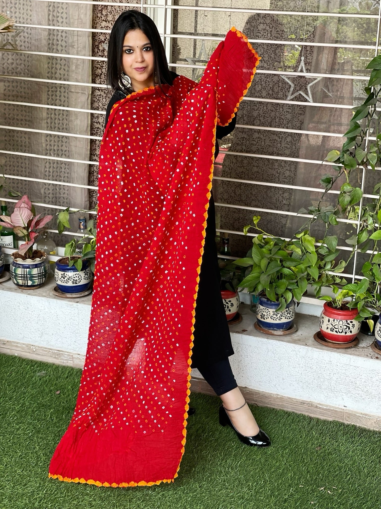 Pure Cotton Bandhej Dupatta - Masakalee