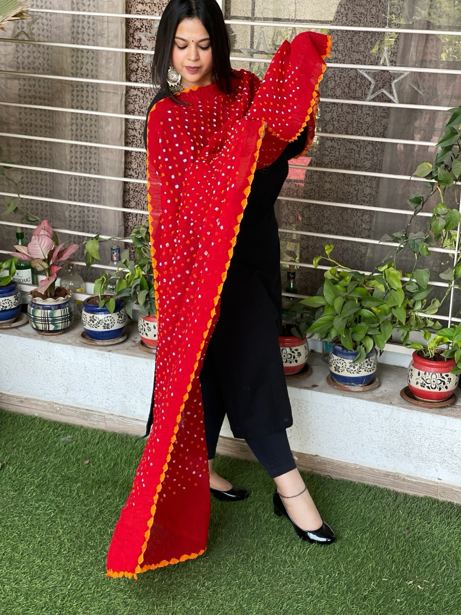 Pure Cotton Bandhej Dupatta - Masakalee