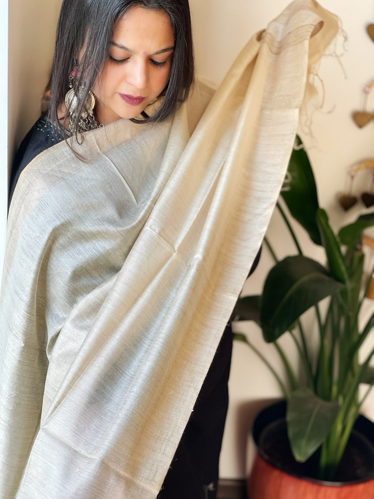 Pure Muga - Tussar Silk Dupatta - Masakalee