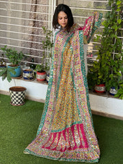 Pure Silk Dupatta with Beads, Sequin, Real Mirror Pasting Handwork - Masakalee