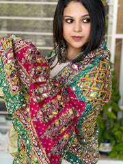 Pure Silk Dupatta with Beads, Sequin, Real Mirror Pasting Handwork - Masakalee