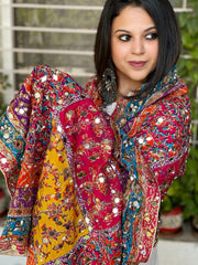 Pure Silk Dupatta with Beads, Sequin, Real Mirror Pasting Handwork - Masakalee