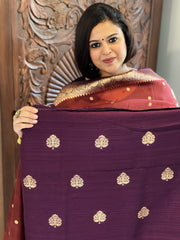 Purple Banarasi Suit Set in Pure Raw Silk with Pure Organza Zari Dupatta - Masakalee