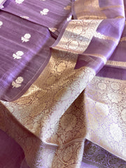 Purple Designer Banarasi Suit Set in Raw Silk - Masakalee